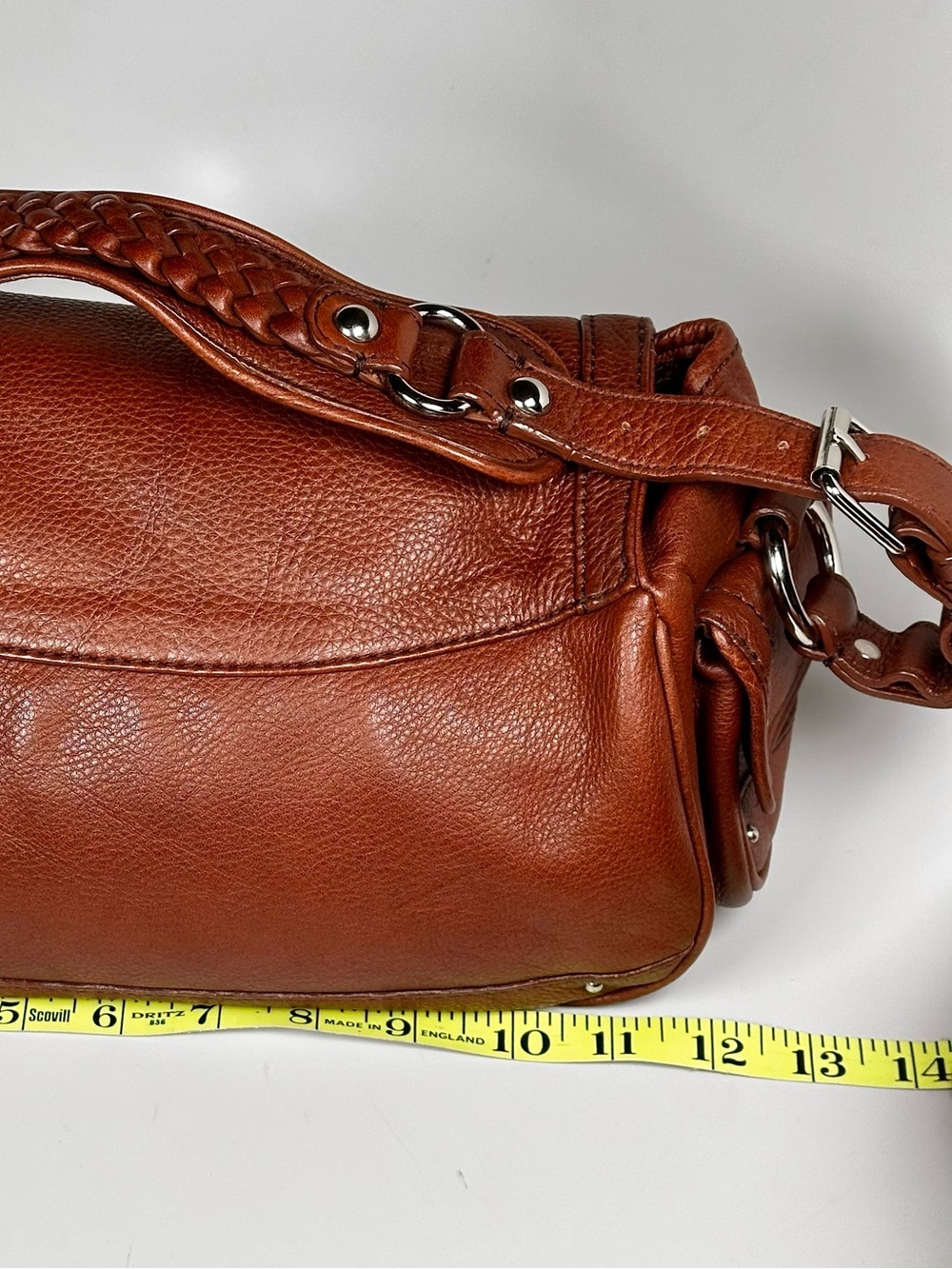2006 Banana Republic Brown Leather Shoulder Bag Braided Strap Boho - Picture 14 of 15